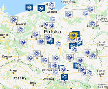 Mapa sieci hurtowni elektrotechnicznej Grodno