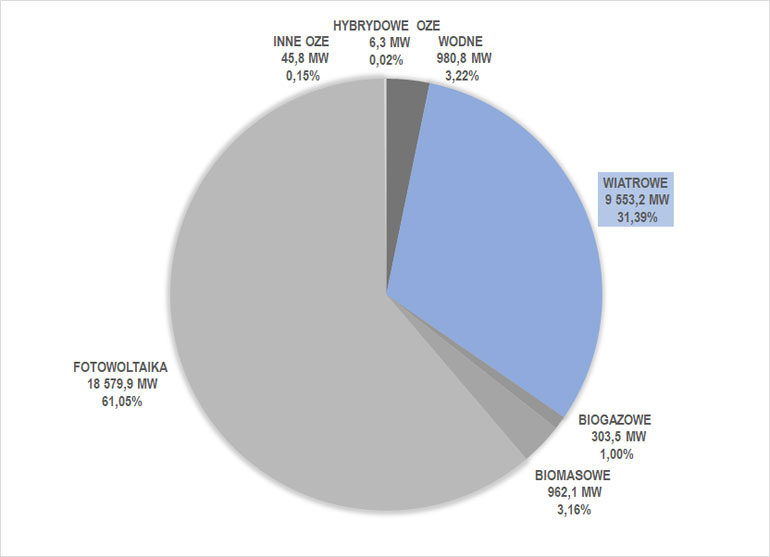 Struktura mocy OZE w czerwcu 2024 r.