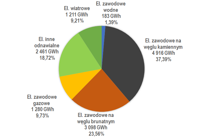 Struktura produkcji energii elektrycznej w lipcu 2024 r.