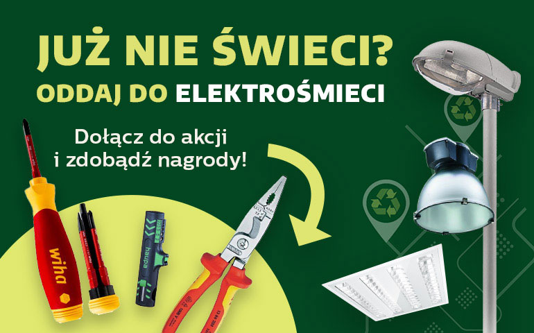 Grafika akcji zbierania zużytego oświetlenia ElektroEko i Signify